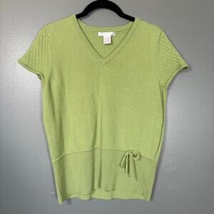 Sarah Spencer Women's Light Green Coquette Merino Wool Sweater - Size Medium